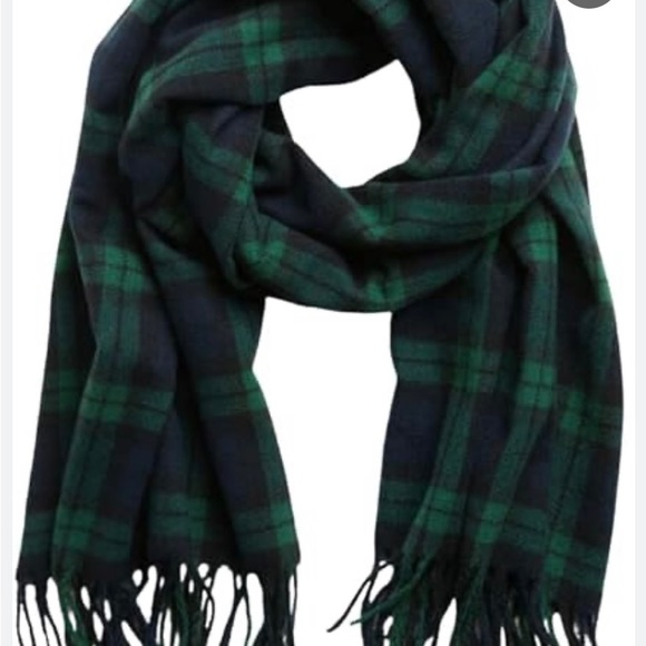 Banana Republic Navy/Green Donagle Plaid Scarf, Navy, Green - Picture 3 of 3